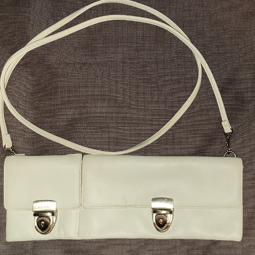 Elegant White Leather Clutch
